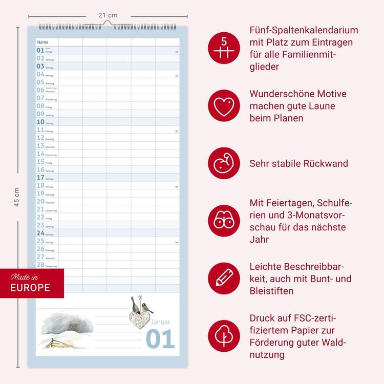 Produktbild: times&more Schaffner Familienplaner 2027