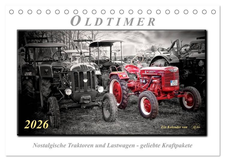Produktbild: Oldtimer - nostalgische Traktoren und Lastwagen (Tischkalender 2026 DIN A5 quer), CALVENDO Monatskalender
