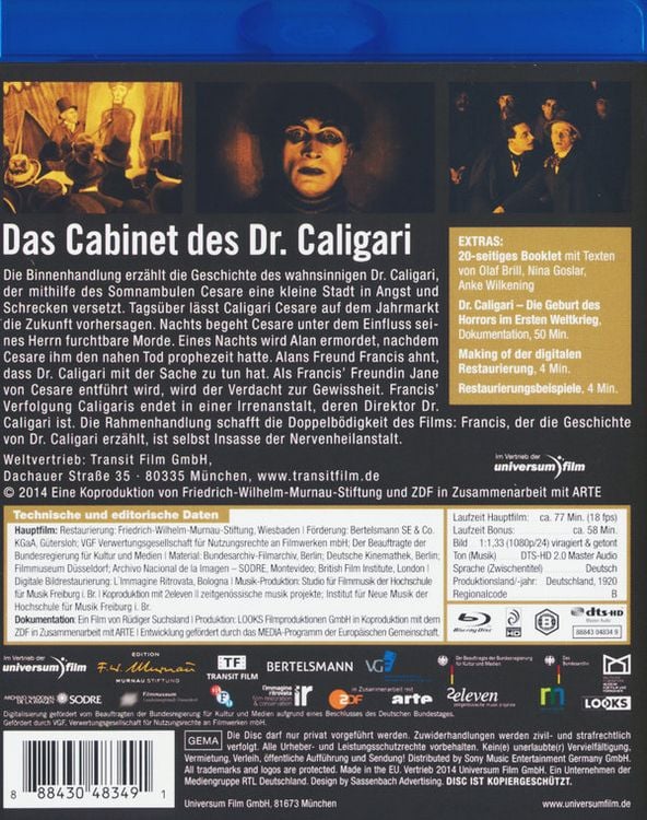 Produktbild: Das Cabinet des Dr. Caligari [DE] (inkl. 20-seitigem Booklet)