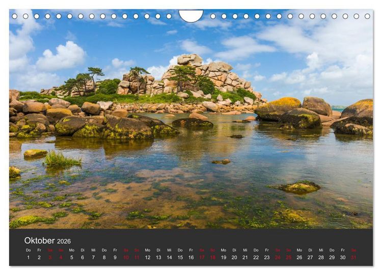 Produktbild: C&ocirc;te de Granit Rose - Ein K&uuml;stenbereich in der Bretagne (Wandkalender 2026 DIN A4 quer), CALVENDO Monatskalender
