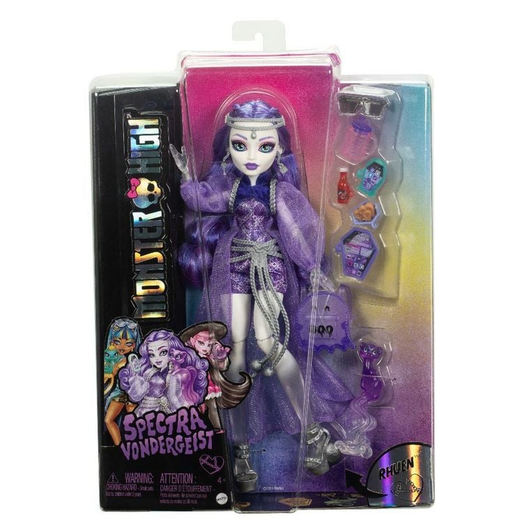 Produktbild: Monster High Spectra Vondergeist Modepuppe mit Frettchen Rhuen und Zubehörteilen