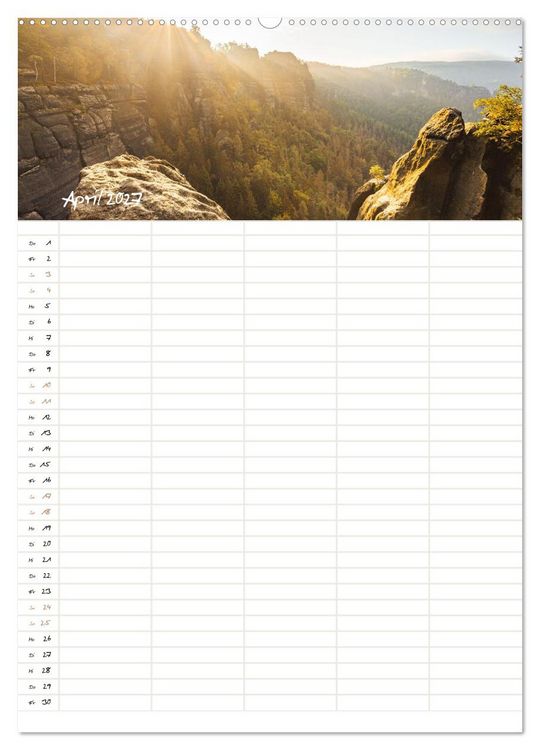 Produktbild: Familienkalender - S&auml;chsische und B&ouml;hmische Schweiz (Wandkalender 2027 DIN A2 hoch), CALVENDO Monatskalender