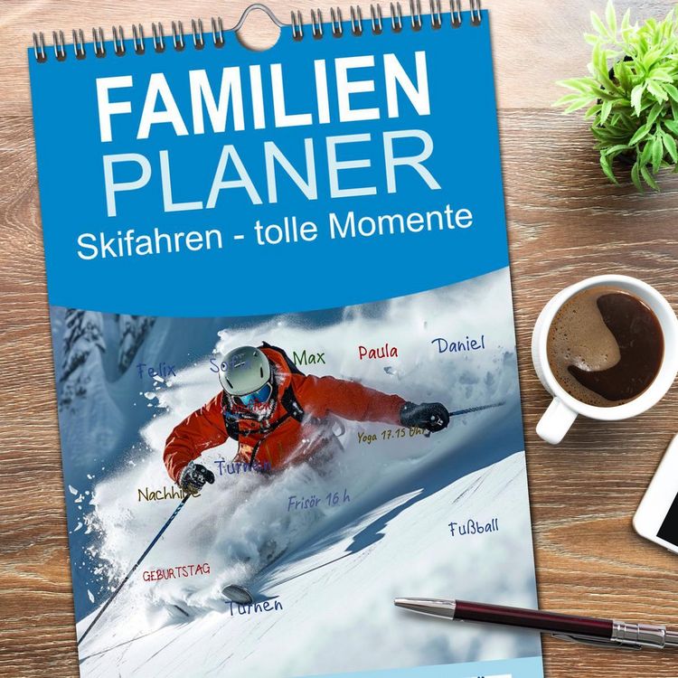 Produktbild: Familienplaner 2026 - Skifahren - tolle Momente mit 5 Spalten (Wandkalender, 21 x 45 cm) CALVENDO