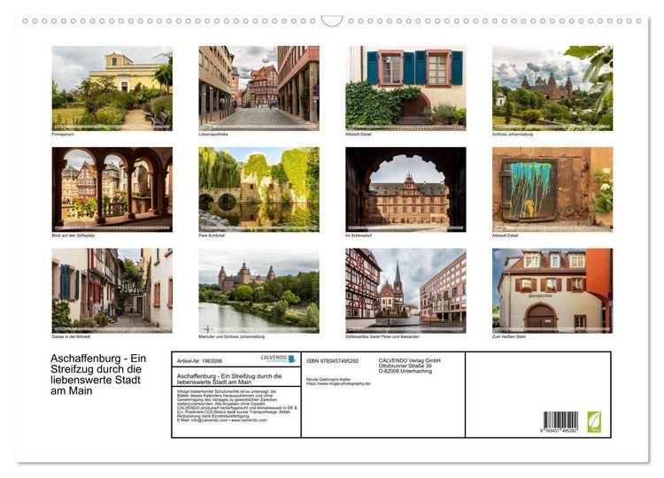 Produktbild: Aschaffenburg - Ein Streifzug durch die liebenswerte Stadt am Main (Wandkalender 2026 DIN A2 quer), CALVENDO Monatskalender