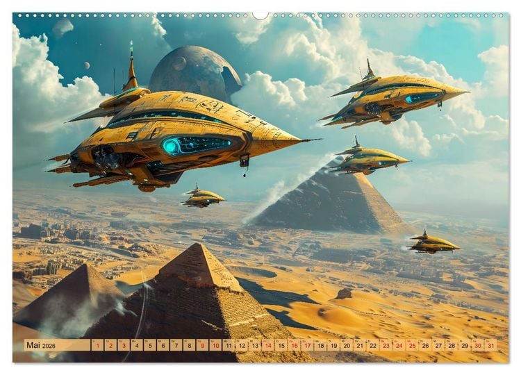Produktbild: &Auml;gyptische Pr&auml;-Astronautik - Science Fiction G&ouml;tter im All (hochwertiger Premium Wandkalender 2026 DIN A2 quer), Kunstdruck in Hochglanz
