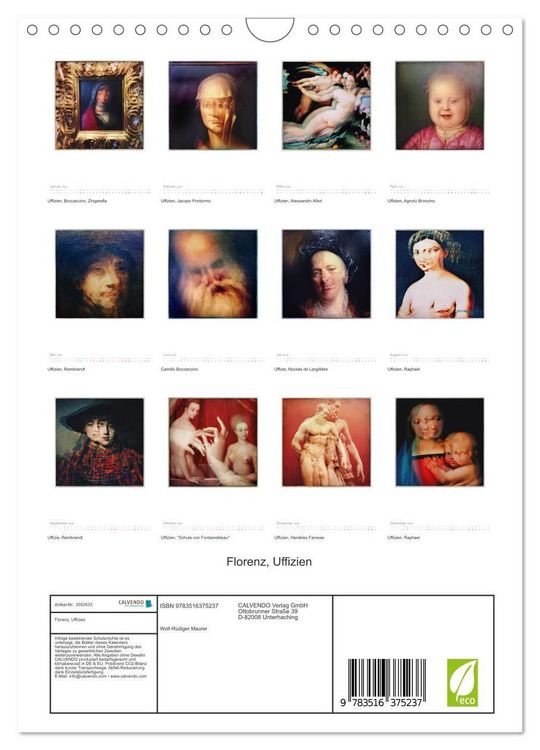 Produktbild: Florenz, Uffizien (Wandkalender 2026 DIN A4 hoch), CALVENDO Monatskalender