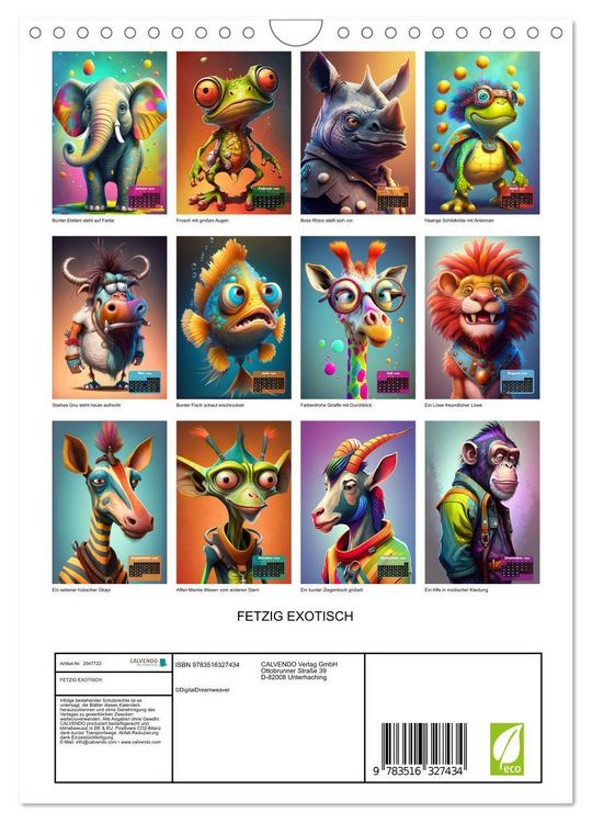 Produktbild: FETZIG EXOTISCH (Wandkalender 2026 DIN A4 hoch), CALVENDO Monatskalender