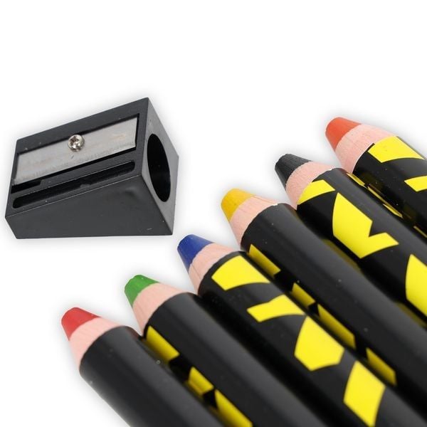 Produktbild: BVB Borussia Dortmund 3-in-1 Buntstifte/Wachsmaler 6er Set mit Anspitzer