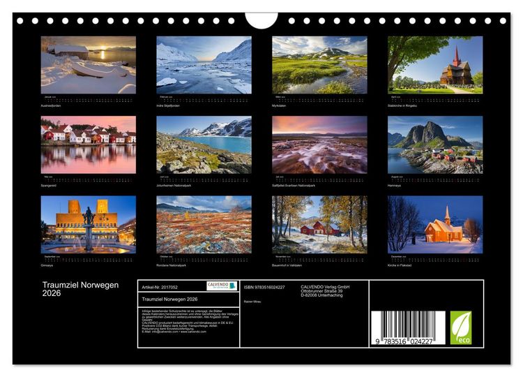 Produktbild: Traumziel Norwegen 2026 (Wandkalender 2026 DIN A4 quer), CALVENDO Monatskalender