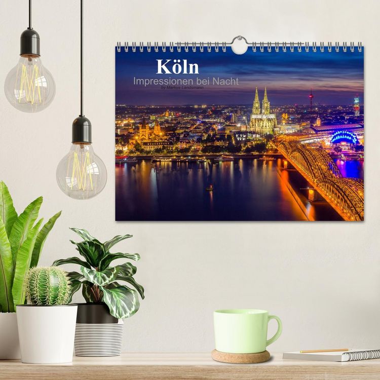 Produktbild: K&ouml;ln Impressionen bei Nacht (Wandkalender 2026 DIN A4 quer), CALVENDO Monatskalender