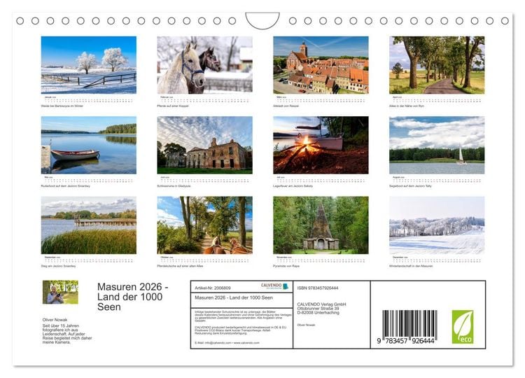 Produktbild: Masuren 2026 - Land der 1000 Seen (Wandkalender 2026 DIN A4 quer), CALVENDO Monatskalender