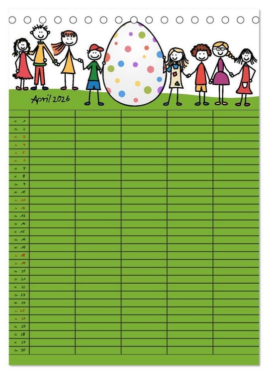 Produktbild: Fr&ouml;hlicher Familienplaner (Tischkalender 2026 DIN A5 hoch), CALVENDO Monatskalender