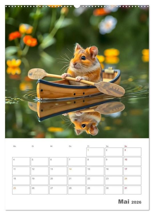 Produktbild: Adventure Hamster - Sportliche KI Hamster pr&auml;sentieren den Abenteuer-Sport (Wandkalender 2026 DIN A2 hoch), CALVENDO Monatskalender