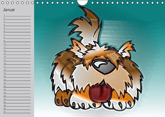 Produktbild: Hunde-Geburtstagskalender / Witziger Cartoon-Kalender (Wandkalender immerw&auml;hrend DIN A4 quer)