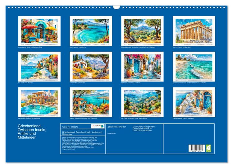 Produktbild: Griechenland. Zwischen Inseln, Antike und Mittelmeer (Wandkalender 2027 DIN A2 quer), CALVENDO Monatskalender