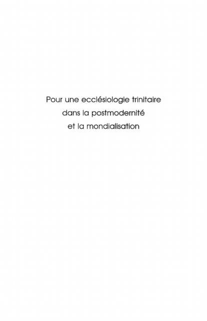 Produktbild: Pour une ecclesiologie trinitaire dans la postmodernite et l
