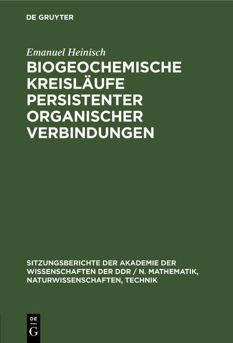 Produktbild: Biogeochemische Kreisl&auml;ufe persistenter organischer Verbindungen