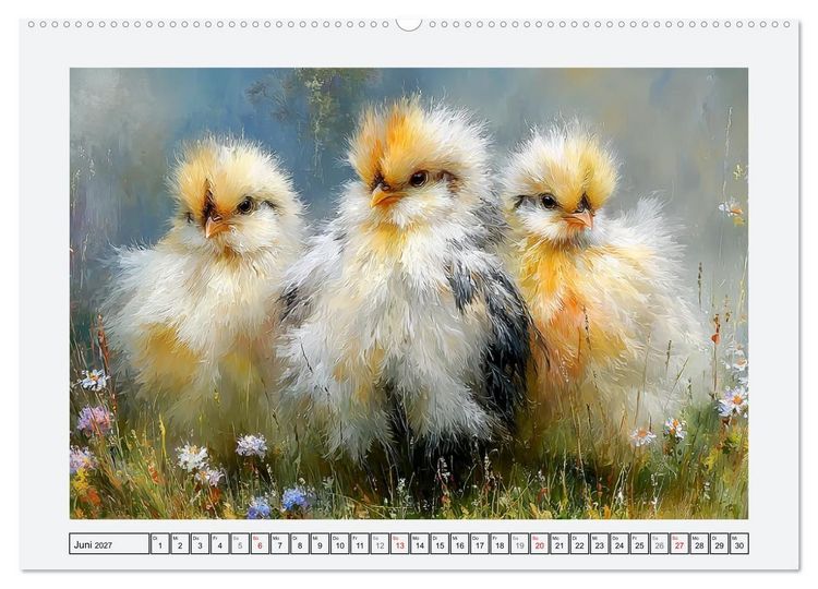 Produktbild: H&uuml;hner und K&uuml;ken. Fluffige Freunde (Wandkalender 2027 DIN A2 quer), CALVENDO Monatskalender
