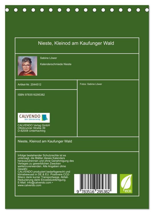 Produktbild: Nieste, Kleinod am Kaufunger Wald (Tischkalender 2026 DIN A5 hoch), CALVENDO Monatskalender
