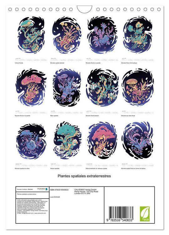 Produktbild: Plantes spatiales extraterrestres (Calendrier mural 2026 DIN A4 horizontal), CALVENDO calendrier mensuel