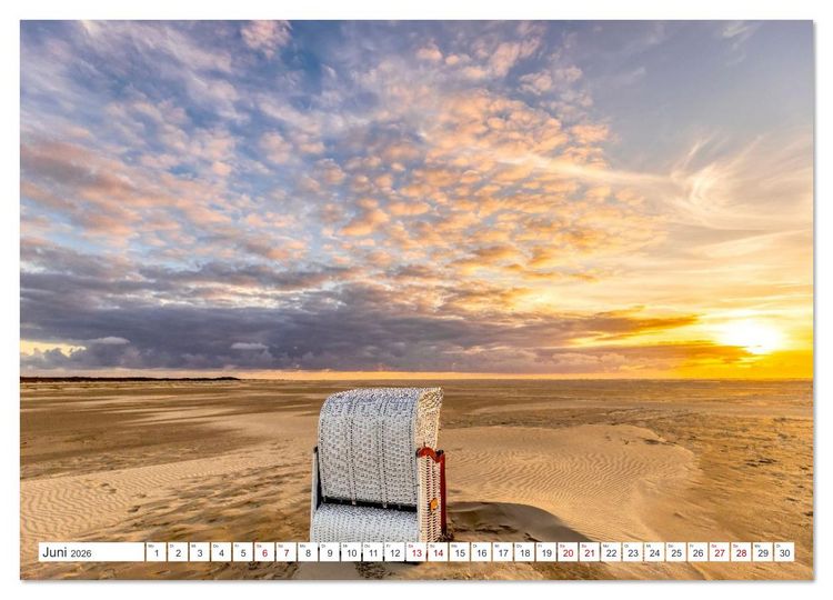 Produktbild: Strandk&ouml;rbe &ndash; Licht. Stille. Nordsee Borkum 2026 (Wandkalender 2026 DIN A4 quer), CALVENDO Monatskalender