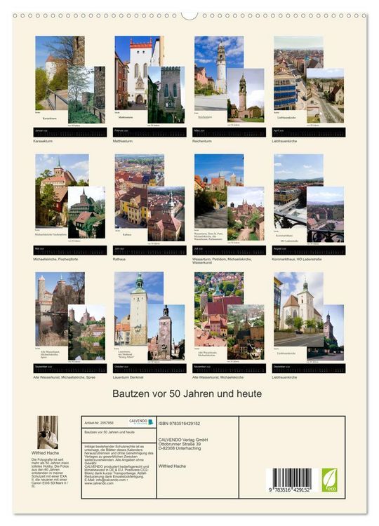 Produktbild: Bautzen vor 50 Jahren und heute (hochwertiger Premium Wandkalender 2026 DIN A2 hoch), Kunstdruck in Hochglanz