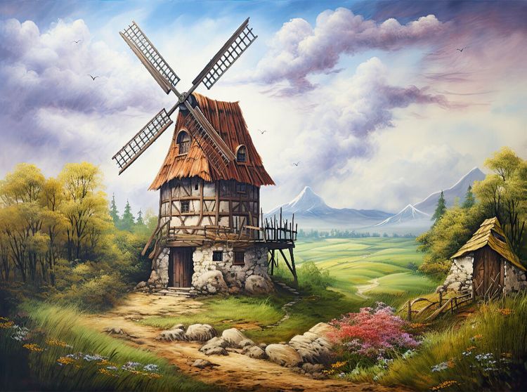 Produktbild: CALVENDO Puzzle Fr&uuml;hlingserwachen mit Windm&uuml;hle | 2000 Teile Lege-Gr&ouml;&szlig;e 90x67cm Foto-Puzzle f&uuml;r gl&uuml;ckliche Stunden