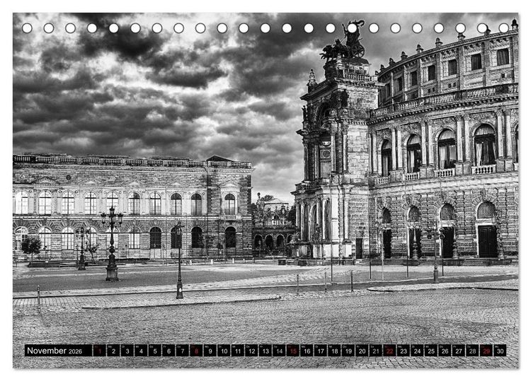 Produktbild: Dresden Faszination Schwarz Weiss (Tischkalender 2026 DIN A5 quer), CALVENDO Monatskalender