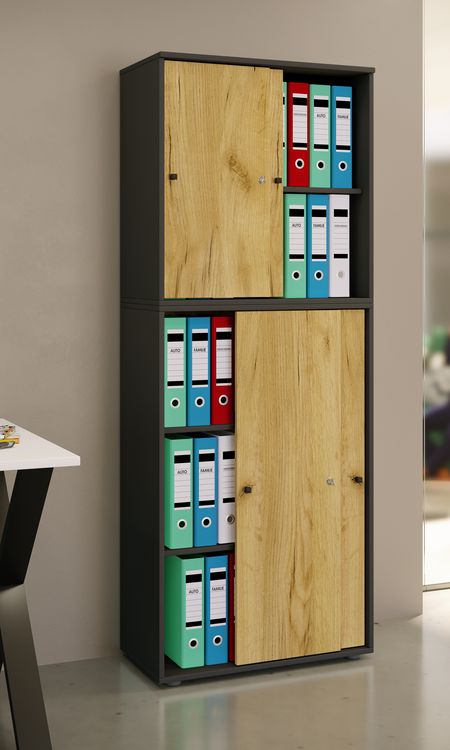 Produktbild: B&uuml;roschrank Aktenschrank Schiebet&uuml;ren Lona 5fach