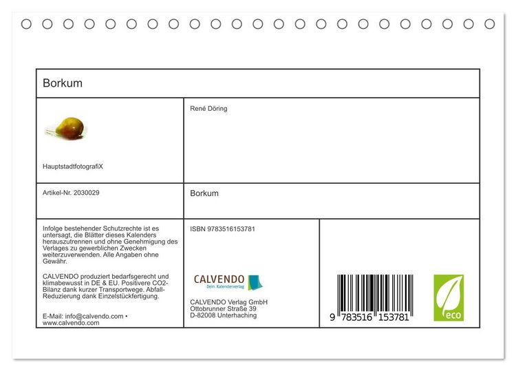Produktbild: Borkum (Tischkalender 2026 DIN A5 quer), CALVENDO Monatskalender