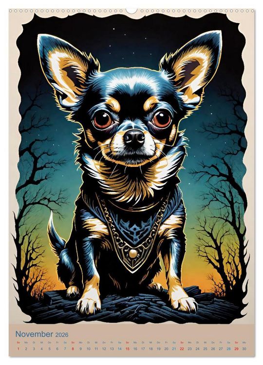 Produktbild: Chihuahuas. Kunstvolle Portr&auml;ts der kleinen Hunde (hochwertiger Premium Wandkalender 2026 DIN A2 hoch), Kunstdruck in Hochglanz