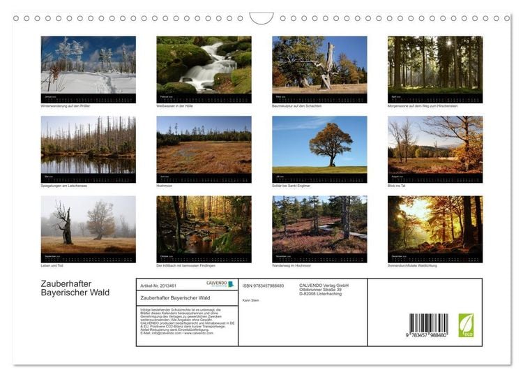Produktbild: Zauberhafter Bayerischer Wald (Wandkalender 2026 DIN A3 quer), CALVENDO Monatskalender
