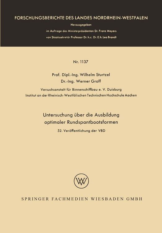 Produktbild: Untersuchung &uuml;ber die Ausbildung optimaler Rundspantbootsformen