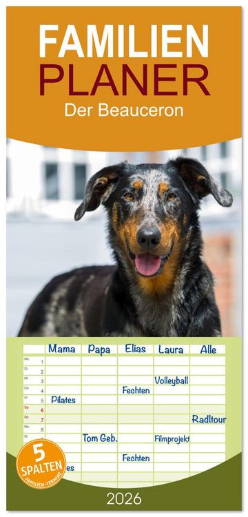 Produktbild: Familienplaner 2026 - Der Beauceron mit 5 Spalten (Wandkalender, 21 x 45 cm) CALVENDO
