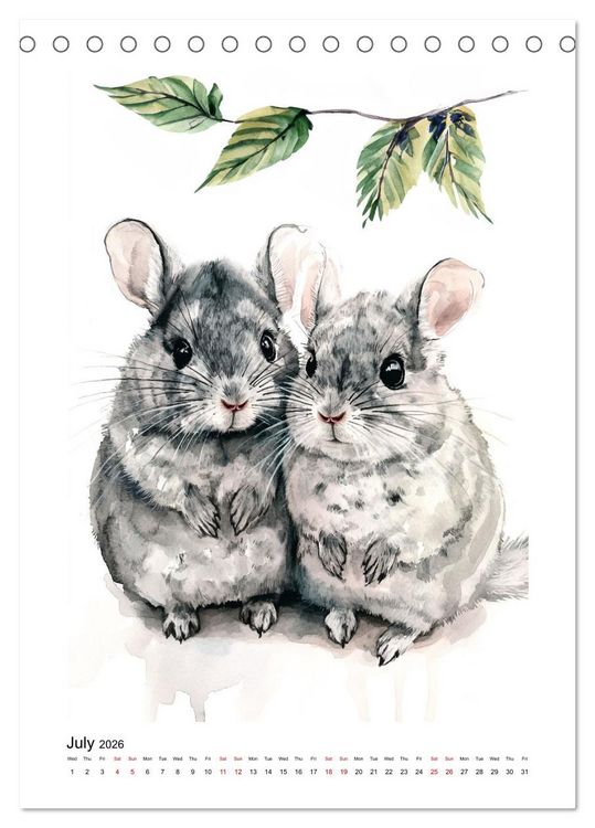 Produktbild: Chinchilla Parade (Desk Calendar 2026 DIN A5 portrait), CALVENDO 12 Month DeskCalendar