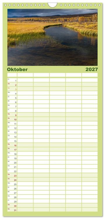 Produktbild: Familienplaner 2027 - Norwegische Landschaften mit 5 Spalten (Wandkalender, 21 x 45 cm) CALVENDO
