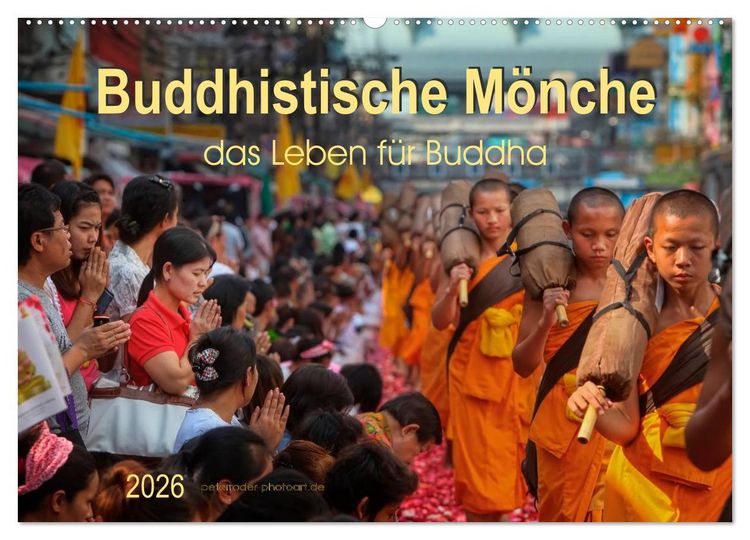 Produktbild: Buddhistische M&ouml;nche - das Leben f&uuml;r Buddha (Wandkalender 2026 DIN A2 quer), CALVENDO Monatskalender