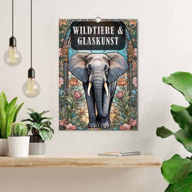 Produktbild: Wildtiere und Glaskunst im Tiffany Stil (Wandkalender 2026 DIN A3 hoch), CALVENDO Monatskalender