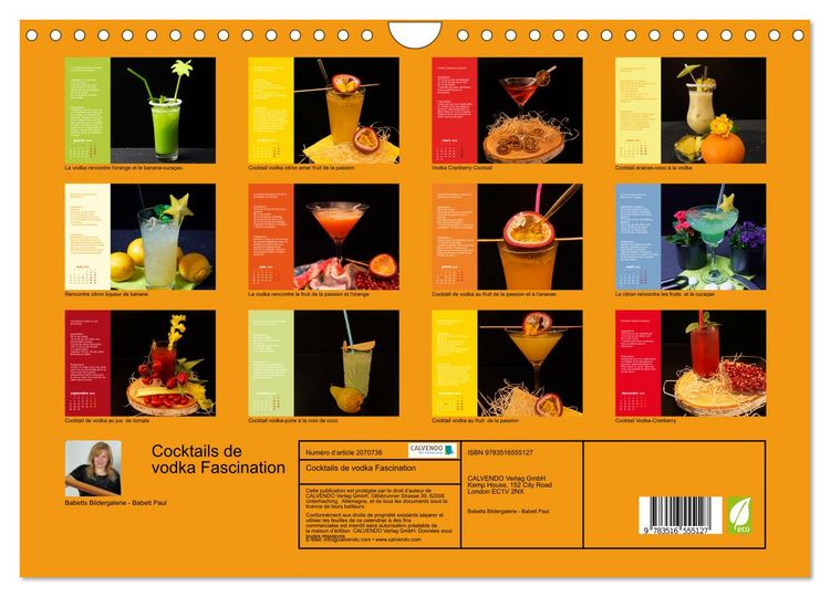 Produktbild: Cocktails de vodka Fascination (Calendrier mural 2026 DIN A4 vertical), CALVENDO calendrier mensuel