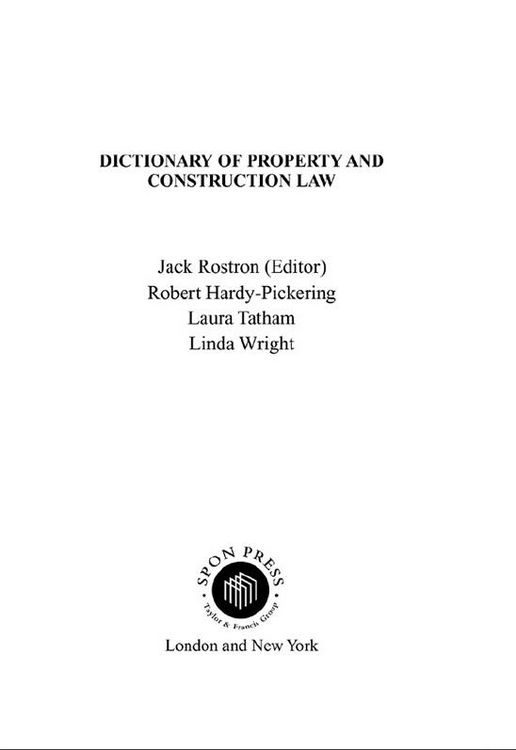 Produktbild: Dictionary of Property and Construction Law