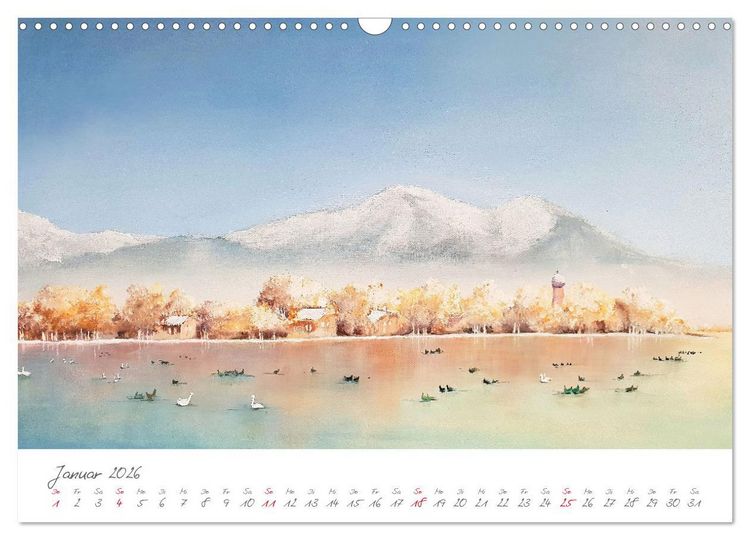 Produktbild: Oberbayerns Seen in Farbe - mit Pinsel und Farbe an den Ufern bayerischer Seen (Wandkalender 2026 DIN A3 quer), CALVENDO Monatskalender