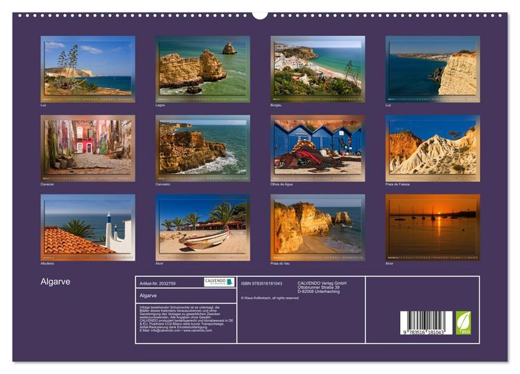 Produktbild: Algarve (hochwertiger Premium Wandkalender 2026 DIN A2 quer), Kunstdruck in Hochglanz