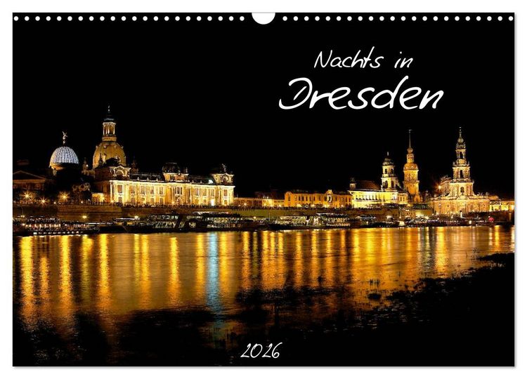 Produktbild: Nachts in Dresden (Wandkalender 2026 DIN A3 quer), CALVENDO Monatskalender