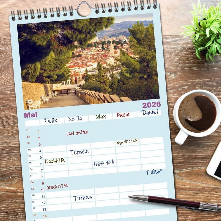 Produktbild: Familienplaner 2026 - Split - Zauberhafte Perle an der Adriak&uuml;ste Kroatiens mit 5 Spalten (Wandkalender, 21 x 45 cm) CALVENDO