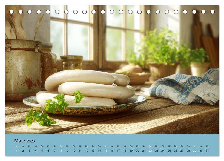 Produktbild: Bayrische Wei&szlig;wurst - Traditioneller K&uuml;chenkalender f&uuml;r Genie&szlig;er (Tischkalender 2026 DIN A5 quer), CALVENDO Monatskalender