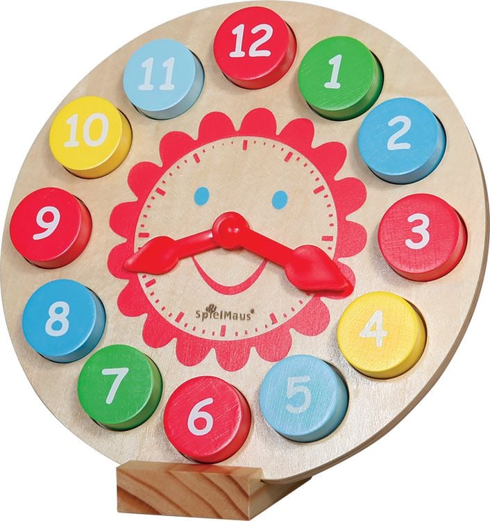 Produktbild: SpielMaus Holz Lernuhr