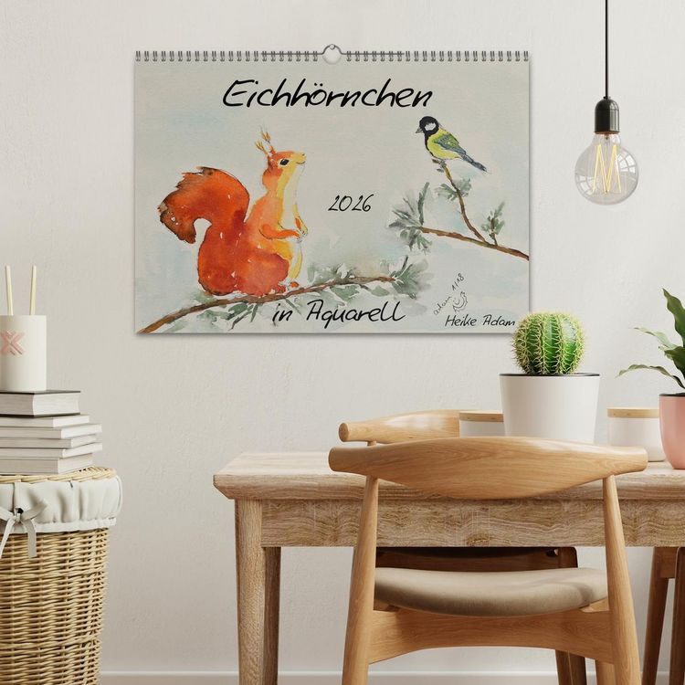 Produktbild: Eichh&ouml;rnchen in Aquarell (Wandkalender 2026 DIN A3 quer), CALVENDO Monatskalender