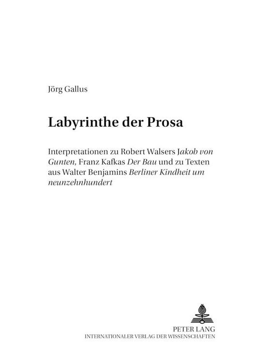 Produktbild: Labyrinthe der Prosa