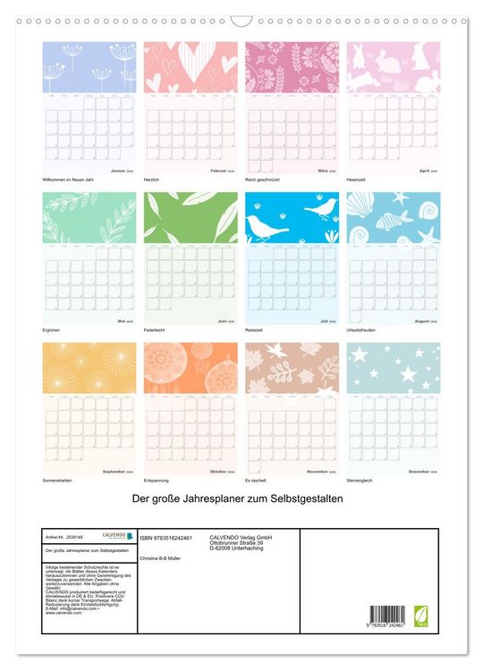 Produktbild: Der gro&szlig;e Jahresplaner zum Selbstgestalten (Wandkalender 2026 DIN A2 hoch), CALVENDO Monatskalender
