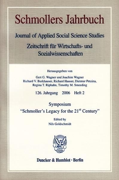 Produktbild: Symposium "Schmoller's Legacy for the 21st Century".